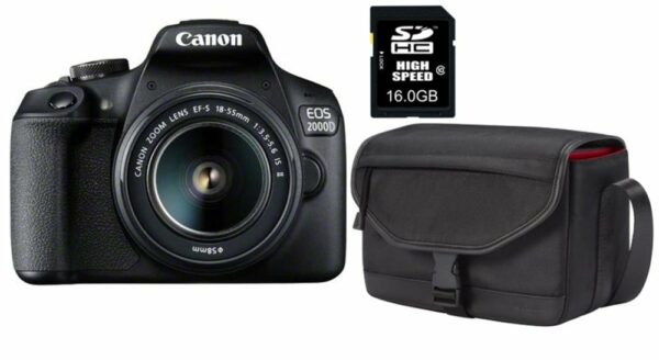 Canon Spiegelreflexkamera EOS 2000D EF-S 18-55 IS II Value Up Kit inkl. Tasche SB130 und 16GB SD-Karte